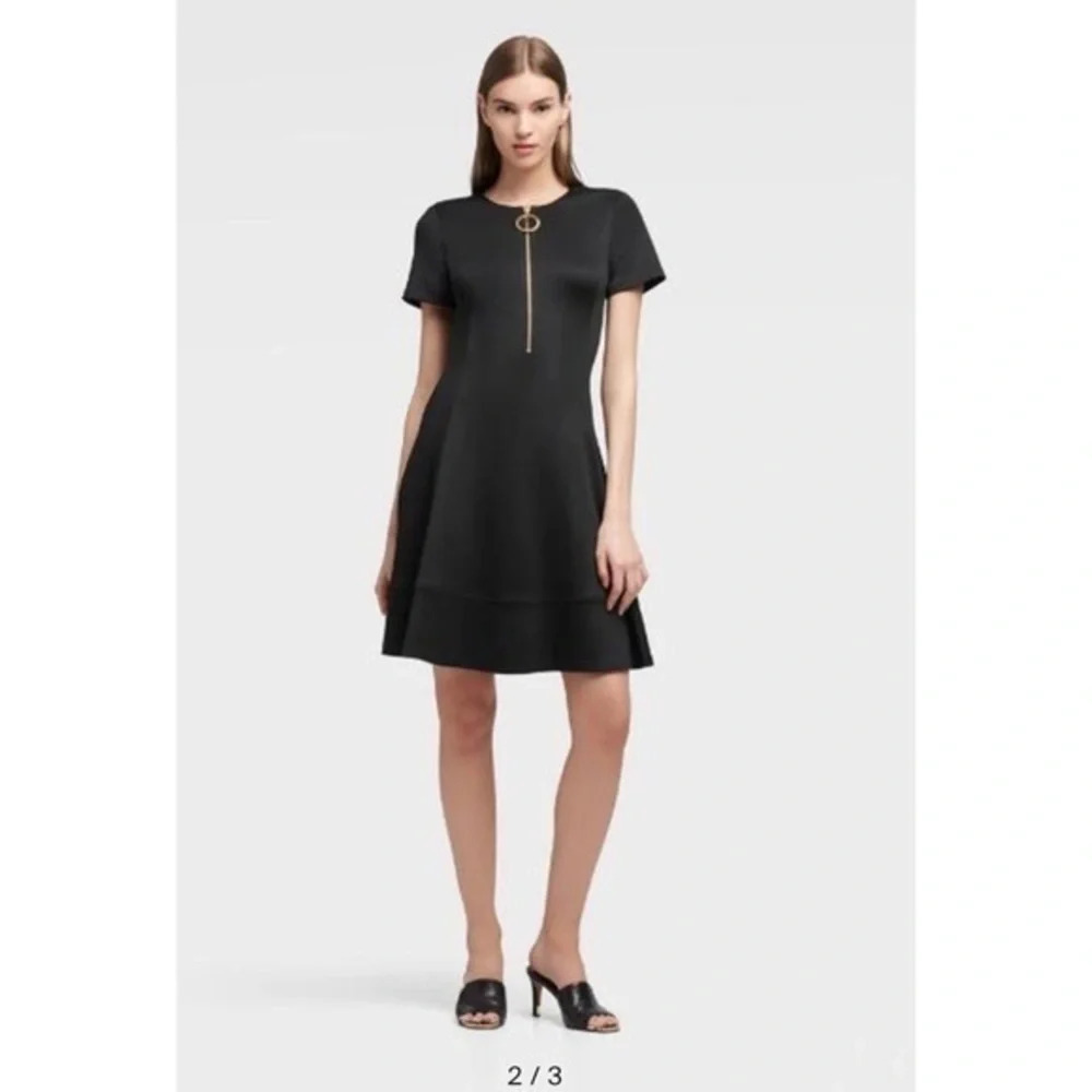 DKNY ZIPPERED FIT & FLARE DRESS,